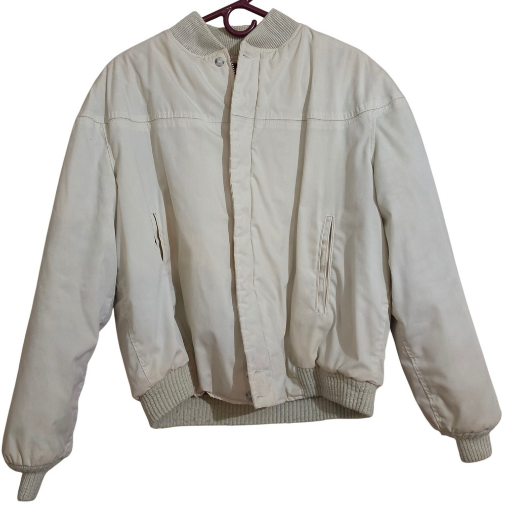 Vintage Catalina California Varsity Jacket Cream Bomber Quilted Lining Size 44